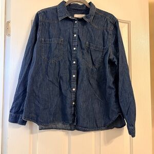 LOFT Indigo Denim Button-Down Shirt
